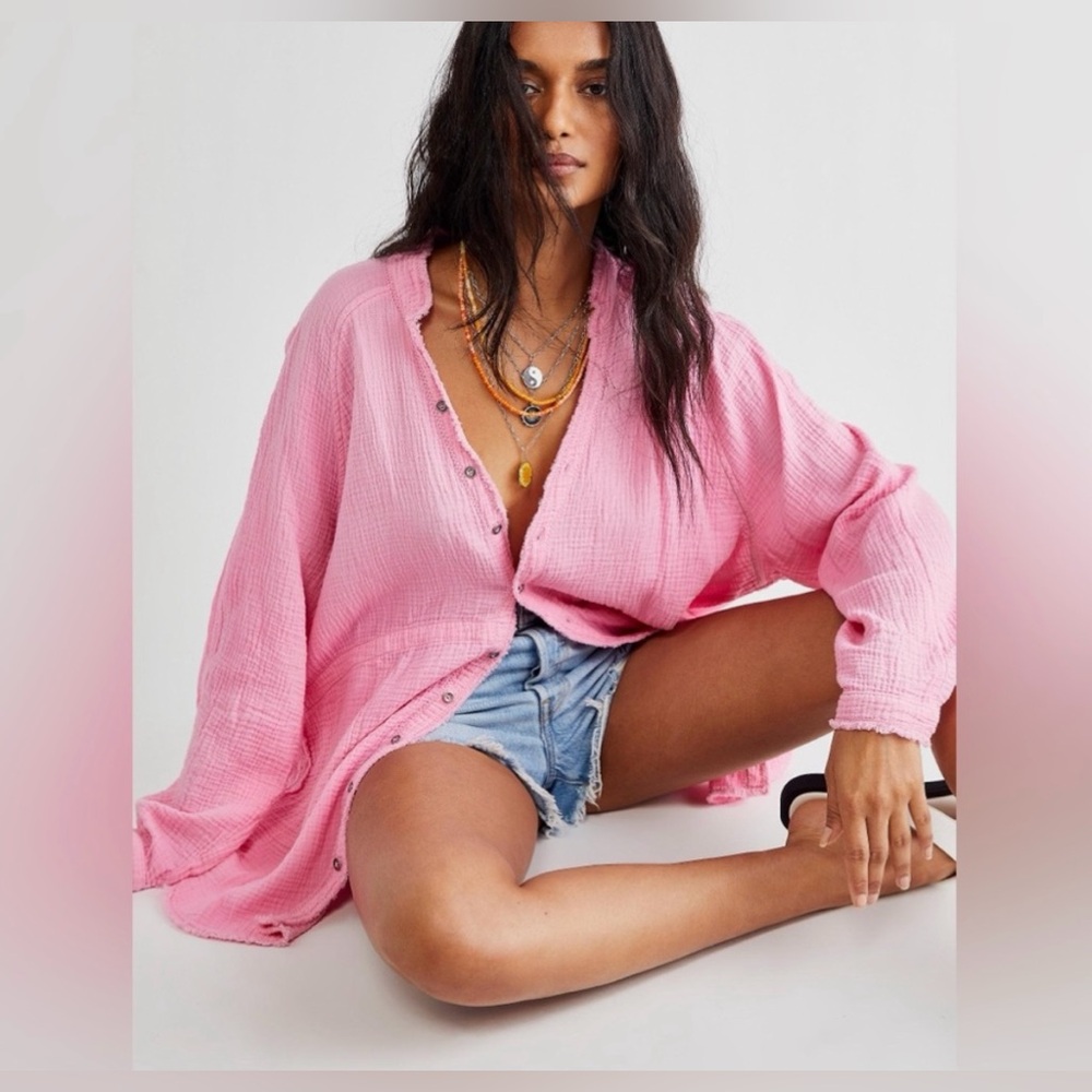 Free people gauze button up.